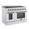 Paolo 48 Inch Freestanding Electric Range in White with Antique Brass, 6.7 cu.ft, True Convection Oven, Energy Efficient