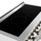 Paolo 48 Inch Freestanding Electric Range in White with Antique Brass, 6.7 cu.ft, True Convection Oven, Energy Efficient