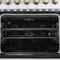 Paolo 48 Inch Freestanding Electric Range in White with Antique Brass, 6.7 cu.ft, True Convection Oven, Energy Efficient