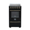 Pallerano 20 Inch Freestanding Electric Range in Black with Antique Brass, Compact Design