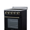 Pallerano 20 Inch Freestanding Electric Range in Black with Antique Brass, Compact Design