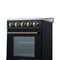 Pallerano 20 Inch Freestanding Electric Range in Black with Antique Brass, Compact Design