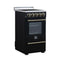 Pallerano 20 Inch Freestanding Electric Range in Black with Antique Brass, Compact Design