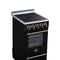 Pallerano 20 Inch Freestanding Electric Range in Black with Antique Brass, Compact Design