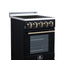 Pallerano 20 Inch Freestanding Electric Range in Black with Antique Brass, Compact Design