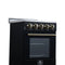 Pallerano 20 Inch Freestanding Electric Range in Black with Antique Brass, Compact Design