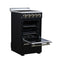 Pallerano 20 Inch Freestanding Electric Range in Black with Antique Brass, Compact Design