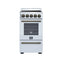 Pallerano 20 Inch Freestanding Electric Range in White with Antique Brass, Compact Design