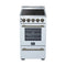 Pallerano 20 Inch Freestanding Electric Range in White with Antique Brass, Compact Design