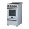 Pallerano 20 Inch Freestanding Electric Range in White with Antique Brass, Compact Design