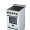 Pallerano 20 Inch Freestanding Electric Range in White with Antique Brass, Compact Design