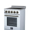 Pallerano 20 Inch Freestanding Electric Range in White with Antique Brass, Compact Design