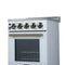 Pallerano 20 Inch Freestanding Electric Range in White with Antique Brass, Compact Design