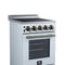 Pallerano 20 Inch Freestanding Electric Range in White with Antique Brass, Compact Design