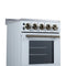 Pallerano 20 Inch Freestanding Electric Range in White with Antique Brass, Compact Design