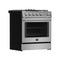 Leonardo 30-Inch Gas Range, 5 Sealed Burners (Totaling 39,500 BTU), 5 cu.ft. Convection Oven, Continuous Cast Iron Grates, Enamel Interior, Auto Re-Ignition, LP Conversion Kit Included
