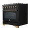 Antico 36-inch Dual Fuel Range, and Antique Brass, 6 Burners, 4.5 cu.ft. Convection Oven