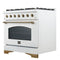 Antico 36-inch Dual Fuel Range and Antique Brass Design with 6 Sealed Gas Burners and Electric Convection Oven