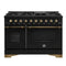 Antico 48-Inch Dual Fuel Range, with Antique Brass Finish, 8 Burners, 94,000 BTU, 5.5 cu.ft. Double Ovens & Griddle