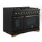 Antico 48-Inch Dual Fuel Range, with Antique Brass Finish, 8 Burners, 94,000 BTU, 5.5 cu.ft. Double Ovens & Griddle