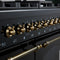 Antico 48-Inch Dual Fuel Range, with Antique Brass Finish, 8 Burners, 94,000 BTU, 5.5 cu.ft. Double Ovens & Griddle