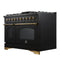 Antico 48-Inch Dual Fuel Range, with Antique Brass Finish, 8 Burners, 94,000 BTU, 5.5 cu.ft. Double Ovens & Griddle
