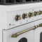 Antico 48-Inch Dual Fuel Range, with Antique Brass Finish, 8 Burners, 94,000 BTU, 5.5 cu.ft. Double Ovens & Griddle