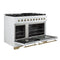 Antico 48-Inch Dual Fuel Range, with Antique Brass Finish, 8 Burners, 94,000 BTU, 5.5 cu.ft. Double Ovens & Griddle