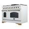 Antico 48-Inch Dual Fuel Range, with Antique Brass Finish, 8 Burners, 94,000 BTU, 5.5 cu.ft. Double Ovens & Griddle