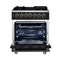 Massimo 30-Inch Freestanding Dual Fuel Range in with Antique Brass Accessories, 4 Burners, 4.32 cu. ft. Convection Oven