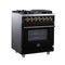 Massimo 30-Inch Freestanding Dual Fuel Range in with Antique Brass Accessories, 4 Burners, 4.32 cu. ft. Convection Oven