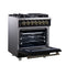Massimo 30-Inch Freestanding Dual Fuel Range in with Antique Brass Accessories, 4 Burners, 4.32 cu. ft. Convection Oven