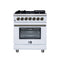 Massimo 30-Inch Freestanding Dual Fuel Range in with Antique Brass Accessories, 4 Burners, 4.32 cu. ft. Convection Oven