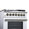 Massimo 30-Inch Freestanding Dual Fuel Range in with Antique Brass Accessories, 4 Burners, 4.32 cu. ft. Convection Oven