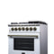 Massimo 30-Inch Freestanding Dual Fuel Range in with Antique Brass Accessories, 4 Burners, 4.32 cu. ft. Convection Oven