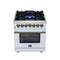 Massimo 30-Inch Freestanding Dual Fuel Range in with Antique Brass Accessories, 4 Burners, 4.32 cu. ft. Convection Oven