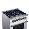 Massimo 30-Inch Freestanding Dual Fuel Range in with Antique Brass Accessories, 4 Burners, 4.32 cu. ft. Convection Oven