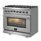 Massimo 36-Inch Freestanding Dual Fuel Range, 6 Burners, Double Convection Ovens