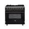 Massimo 36 Inch Freestanding Dual Fuel Range in with Antique Brass Accessories, 6 Burners, 5.36 cu. ft. Convection Oven