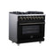 Massimo 36 Inch Freestanding Dual Fuel Range in with Antique Brass Accessories, 6 Burners, 5.36 cu. ft. Convection Oven
