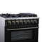 Massimo 36 Inch Freestanding Dual Fuel Range in with Antique Brass Accessories, 6 Burners, 5.36 cu. ft. Convection Oven