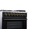 Massimo 36 Inch Freestanding Dual Fuel Range in with Antique Brass Accessories, 6 Burners, 5.36 cu. ft. Convection Oven
