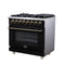 Massimo 36 Inch Freestanding Dual Fuel Range in with Antique Brass Accessories, 6 Burners, 5.36 cu. ft. Convection Oven