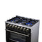 Massimo 36 Inch Freestanding Dual Fuel Range in with Antique Brass Accessories, 6 Burners, 5.36 cu. ft. Convection Oven