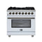 Massimo 36 Inch Freestanding Dual Fuel Range in with Antique Brass Accessories, 6 Burners, 5.36 cu. ft. Convection Oven