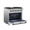 Massimo 36 Inch Freestanding Dual Fuel Range in with Antique Brass Accessories, 6 Burners, 5.36 cu. ft. Convection Oven