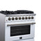 Massimo 36 Inch Freestanding Dual Fuel Range in with Antique Brass Accessories, 6 Burners, 5.36 cu. ft. Convection Oven