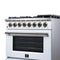 Massimo 36 Inch Freestanding Dual Fuel Range in with Antique Brass Accessories, 6 Burners, 5.36 cu. ft. Convection Oven