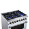 Massimo 36 Inch Freestanding Dual Fuel Range in with Antique Brass Accessories, 6 Burners, 5.36 cu. ft. Convection Oven