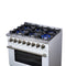 Massimo 36 Inch Freestanding Dual Fuel Range in with Antique Brass Accessories, 6 Burners, 5.36 cu. ft. Convection Oven